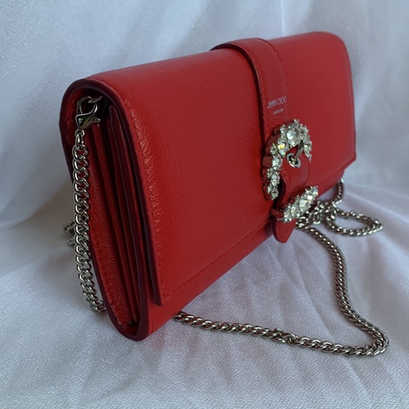 Brand New Jimmy Choo Cheri Crossbody Clutch Royal Red - Picture 5 of 9